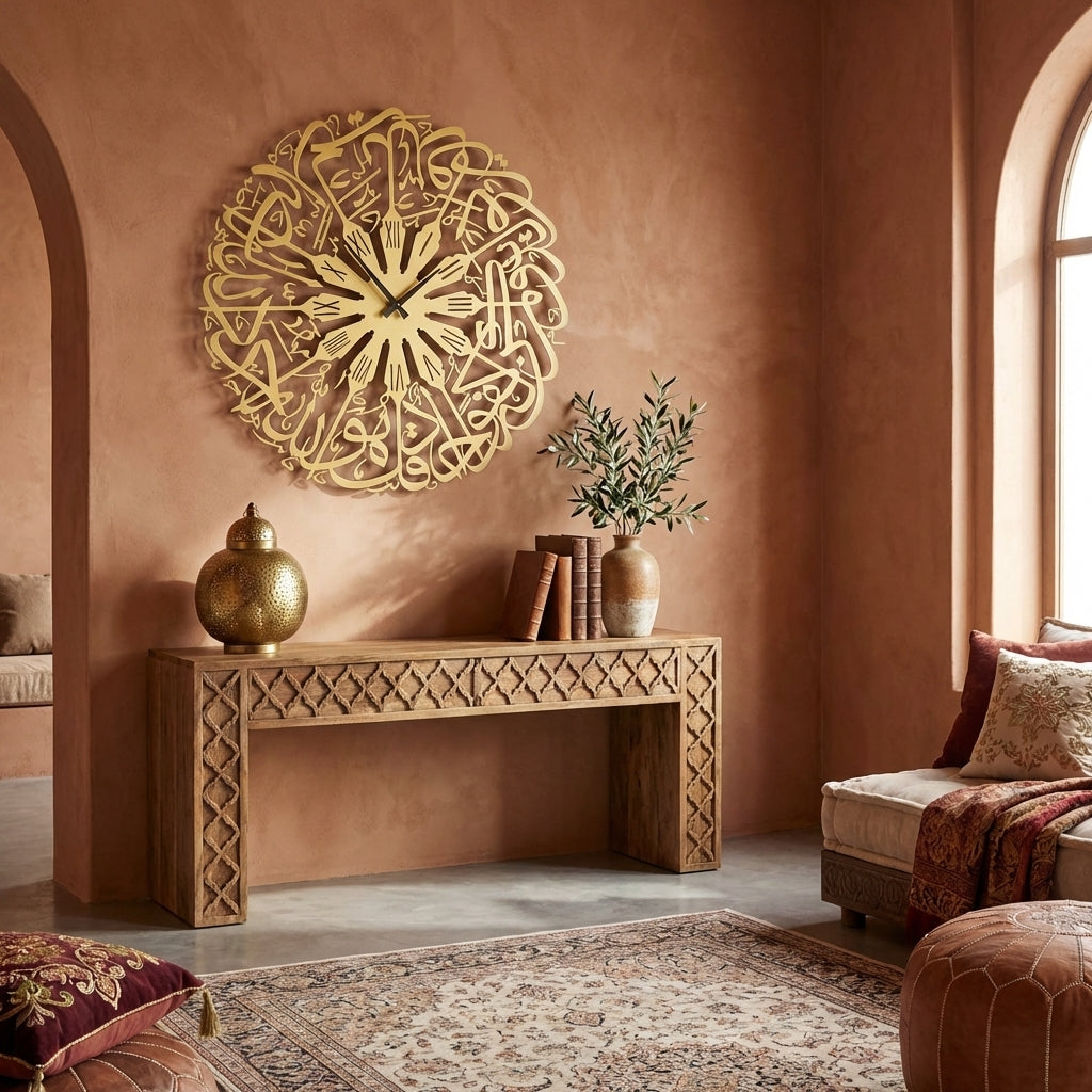 Surah Ikhlas Roman Written Metal Wall Clock - WAMS015