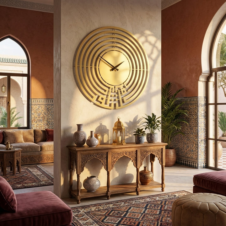 Tawakkul Written Kufic Metal Wall Clock - WAMS004