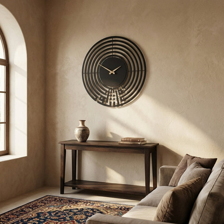 Tawakkul Written Kufic Metal Wall Clock - WAMS004