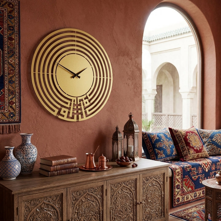 Tawakkul Written Kufic Metal Wall Clock - WAMS004