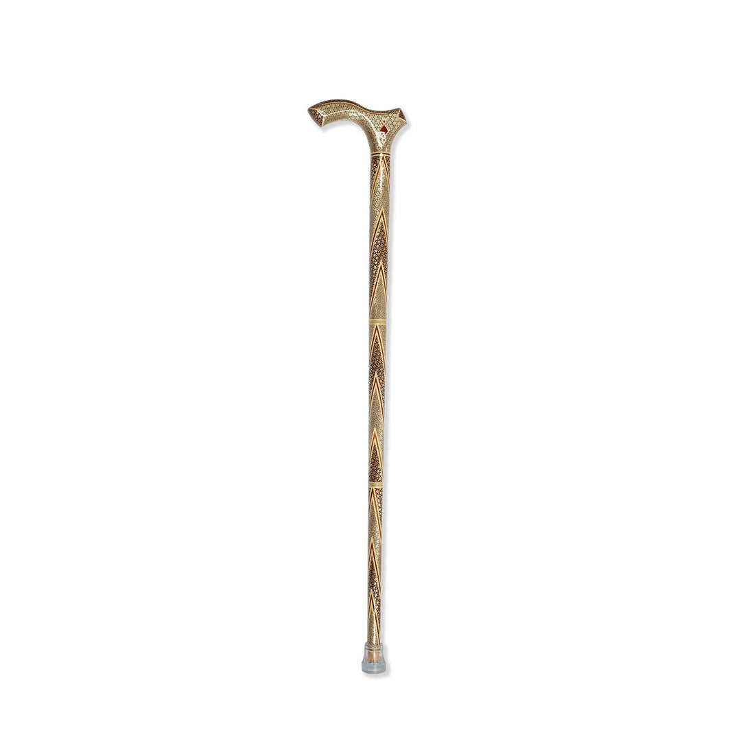 Handcrafted Hatem-Inlaid Wooden Walking Cane with Carrying Case - WAAH148
