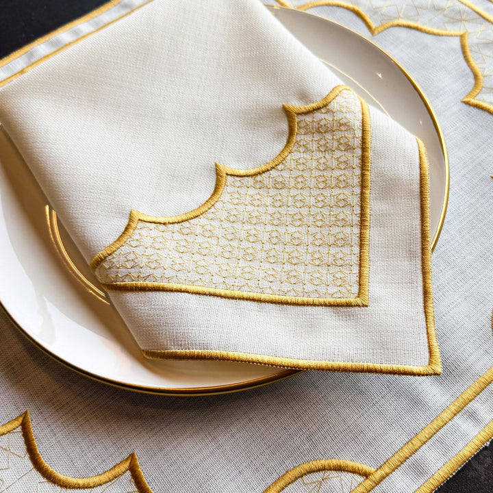 Handcrafted Luxury Gold Embroidered Table Setting Set (18 Pieces for 6) - WAS040