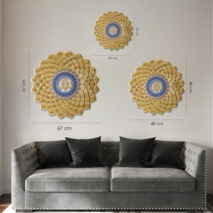 3D Metal 99 Names of Allah Wall Art - WAM173