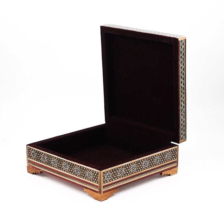 Traditional Motif | Handcrafted Hatem-Inlaid Square Wooden Box - WAAH113