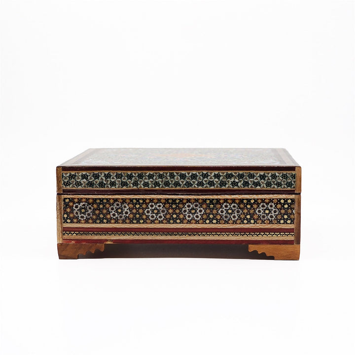Traditional Motif | Handcrafted Hatem-Inlaid Square Wooden Box - WAAH113