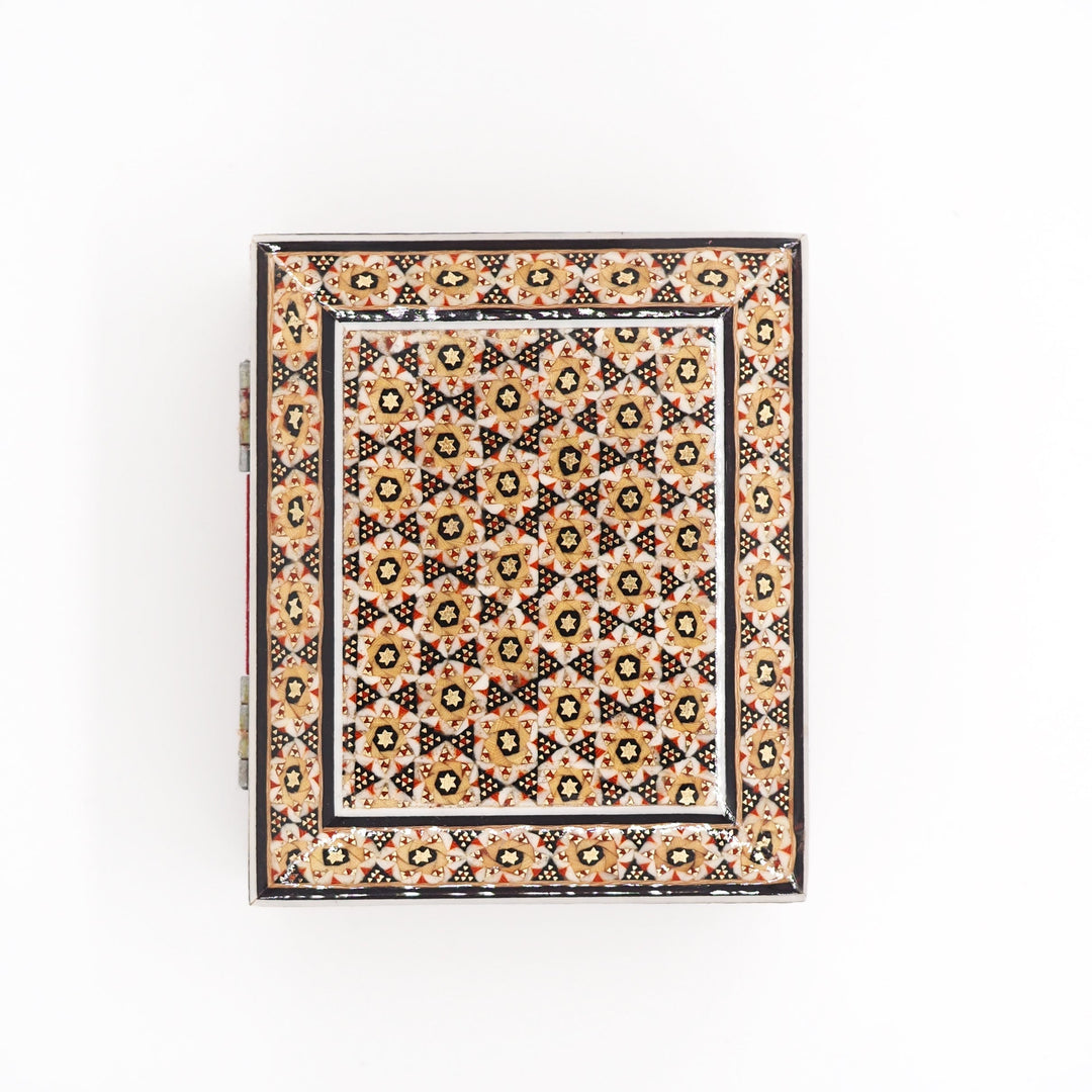Traditional Motif | Handcrafted Hatem-Inlaid Square Wooden Box - WAAH133