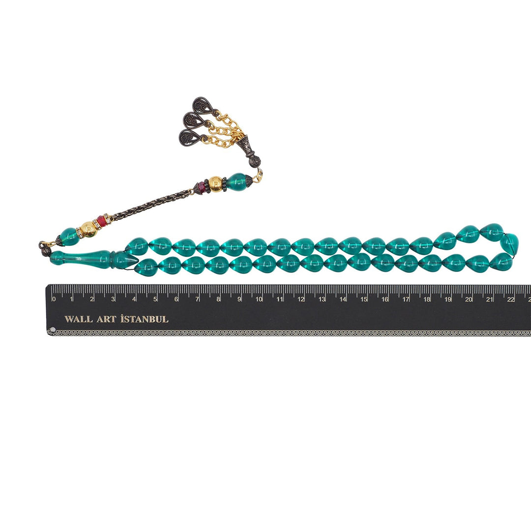Teardrop-Shaped Fire Amber Tasbeeh with Alpaca Tassel – WATD764