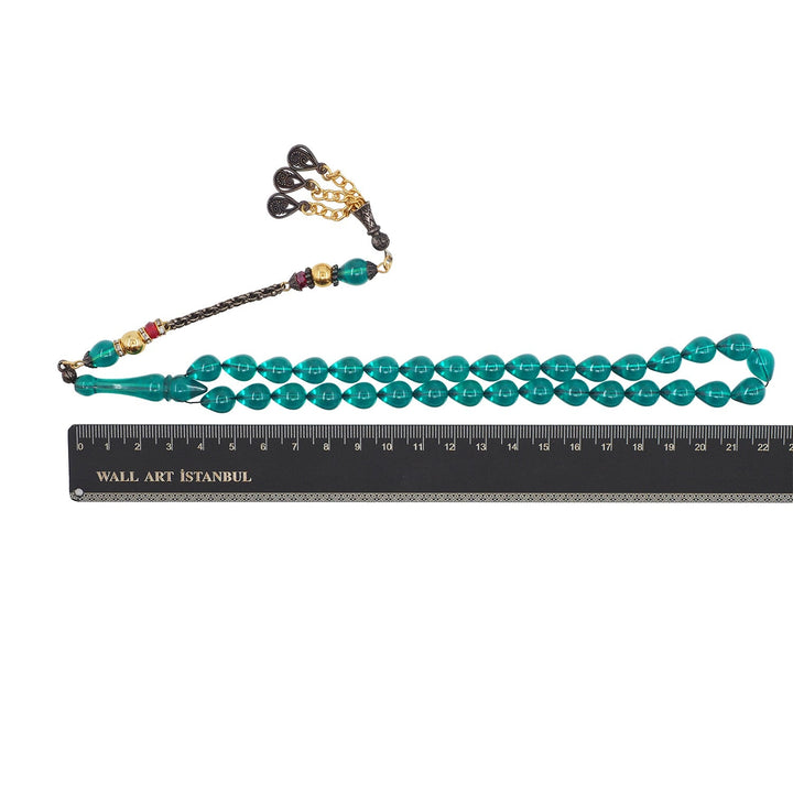 Teardrop-Shaped Fire Amber Tasbeeh with Alpaca Tassel – WATD764