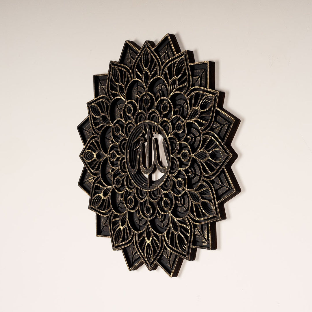 3D Multilayer Allah Written Wooden Islamic Wall Art - WAAH004