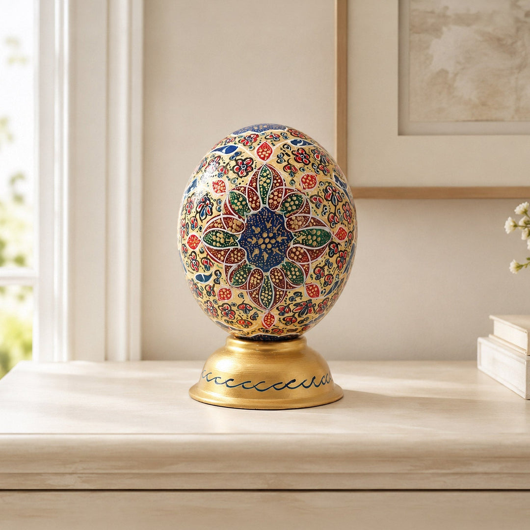 Four Quls | Persian Hand-Embellished Ostrich Egg Decor - WAAH016