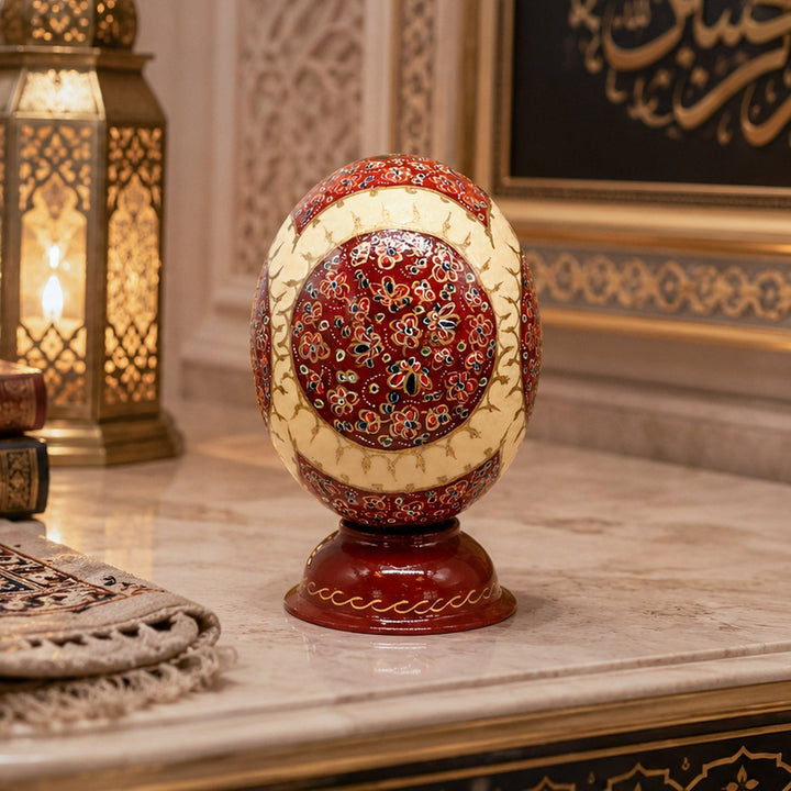 Medallion Motif | Persian Hand-Embellished Ostrich Egg Decor - WAAH018