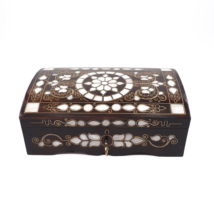 Floral Motif | Handcrafted Mother-of-Pearl &amp; Copper Wire Inlaid Wooden Box – WAAH049