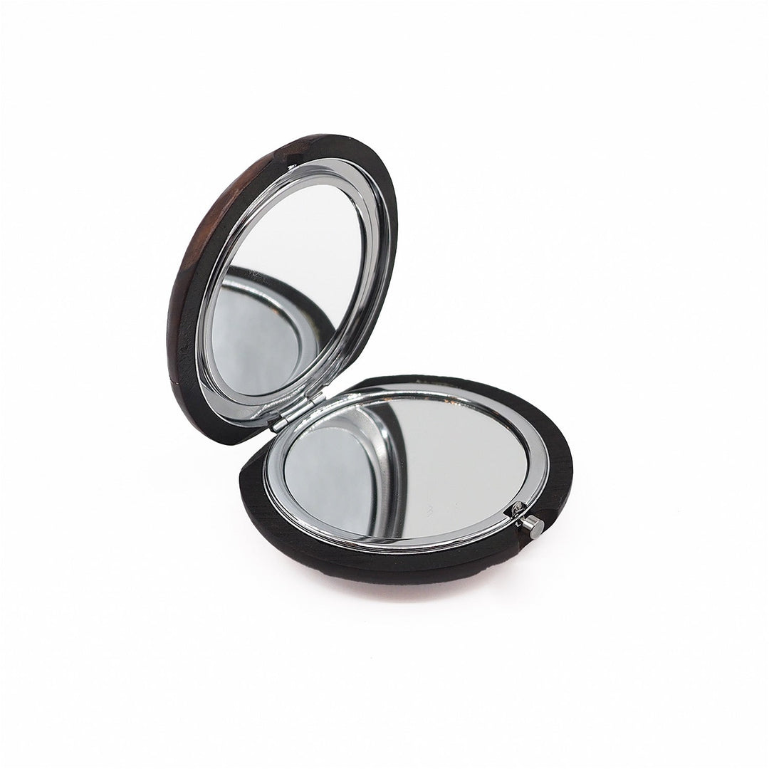 Floral Motif | Handcrafted Mother-of-Pearl &amp; Copper Wire Inlaid Wooden Pocket Mirror – WAAH056