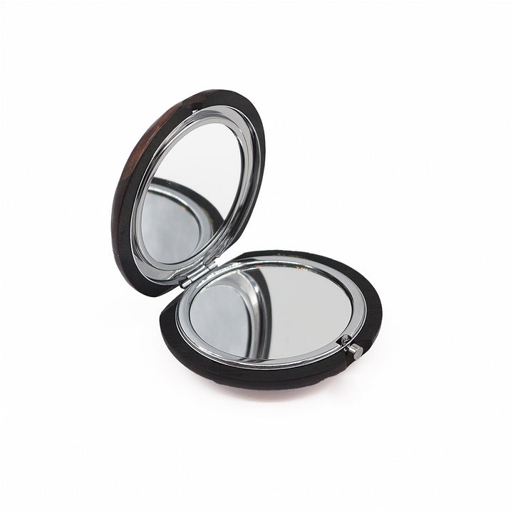 Floral Motif | Handcrafted Mother-of-Pearl &amp; Copper Wire Inlaid Wooden Pocket Mirror – WAAH057