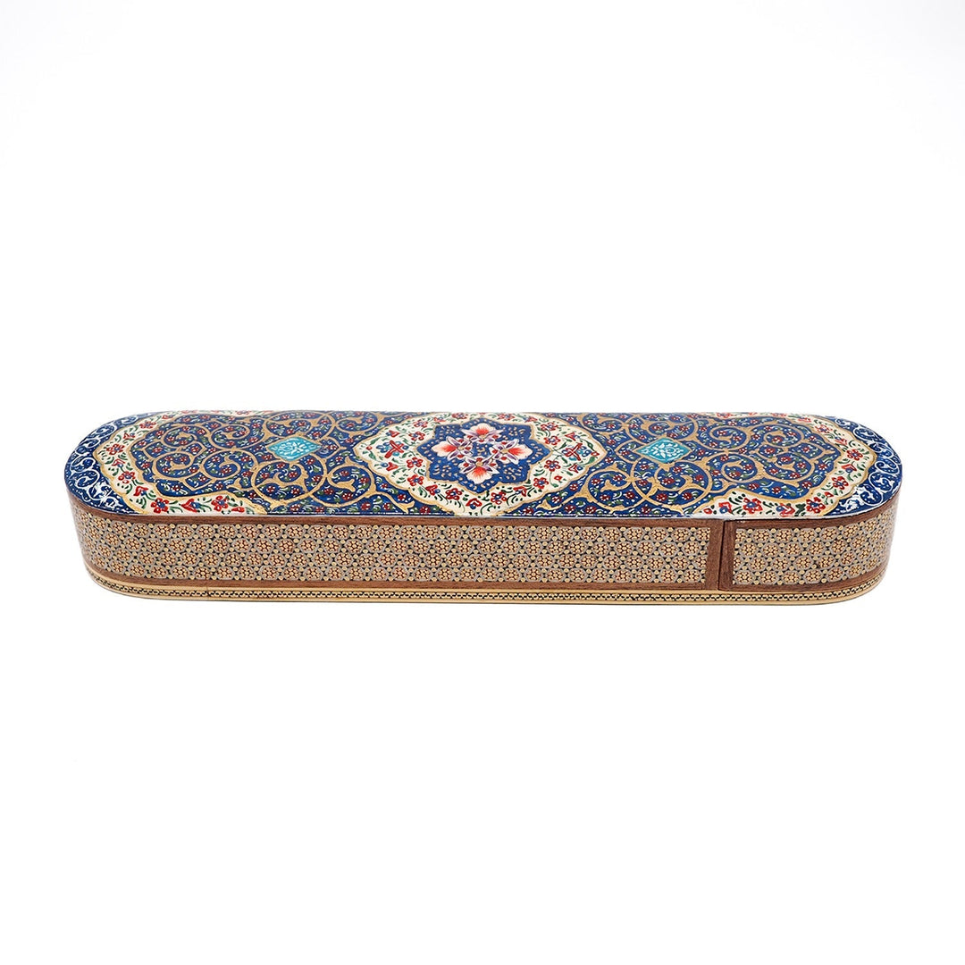Traditional Motif | Handcrafted Hatem-Inlaid Sliding-Lid Wooden Box - WAAH059