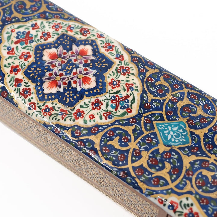 Traditional Motif | Handcrafted Hatem-Inlaid Sliding-Lid Wooden Box - WAAH059