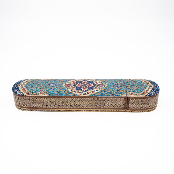 Traditional Motif | Handcrafted Hatem-Inlaid Sliding-Lid Wooden Box - WAAH060