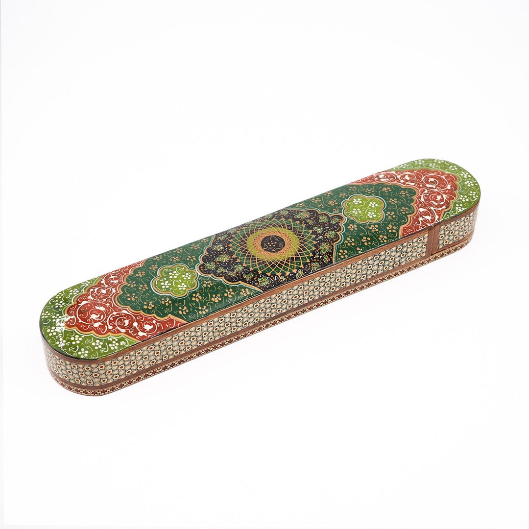 Traditional Motif | Handcrafted Hatem-Inlaid Sliding-Lid Wooden Box - WAAH061
