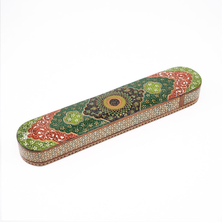 Traditional Motif | Handcrafted Hatem-Inlaid Sliding-Lid Wooden Box - WAAH061