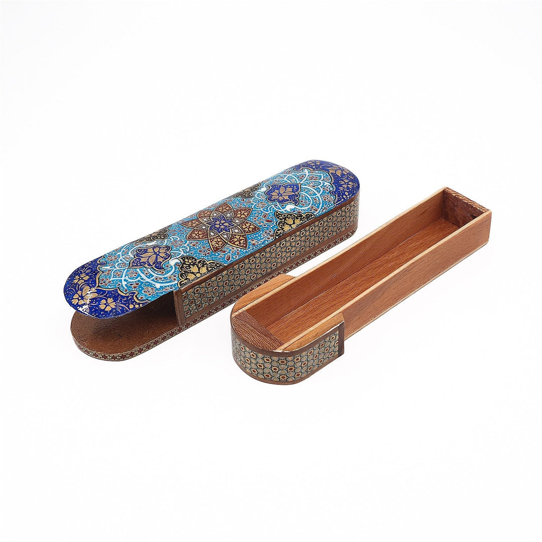 Traditional Motif | Handcrafted Hatem-Inlaid Sliding-Lid Wooden Box - WAAH064