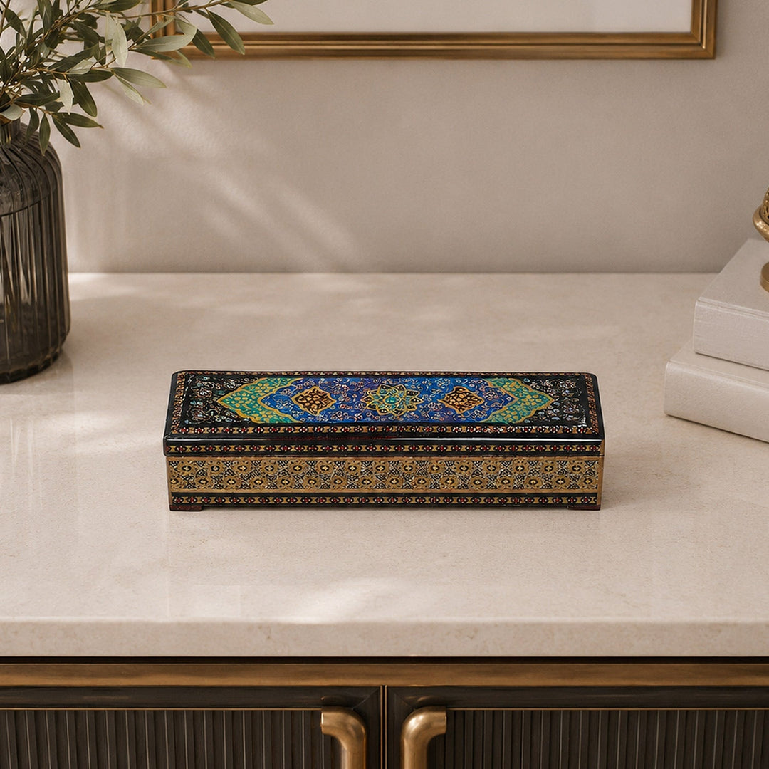 Traditional Motif | Handcrafted Hatem-Inlaid Wooden Box - WAAH077