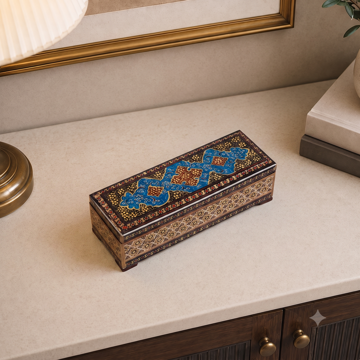 Traditional Motif | Handcrafted Hatem-Inlaid Wooden Box - WAAH098