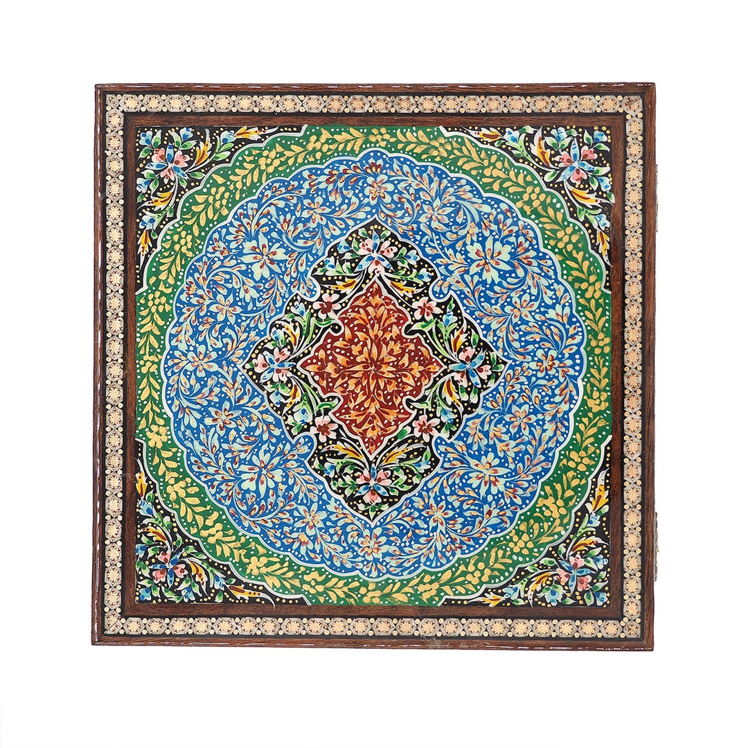 Traditional Motif | Handcrafted Hatem-Inlaid Square Wooden Box - WAAH111