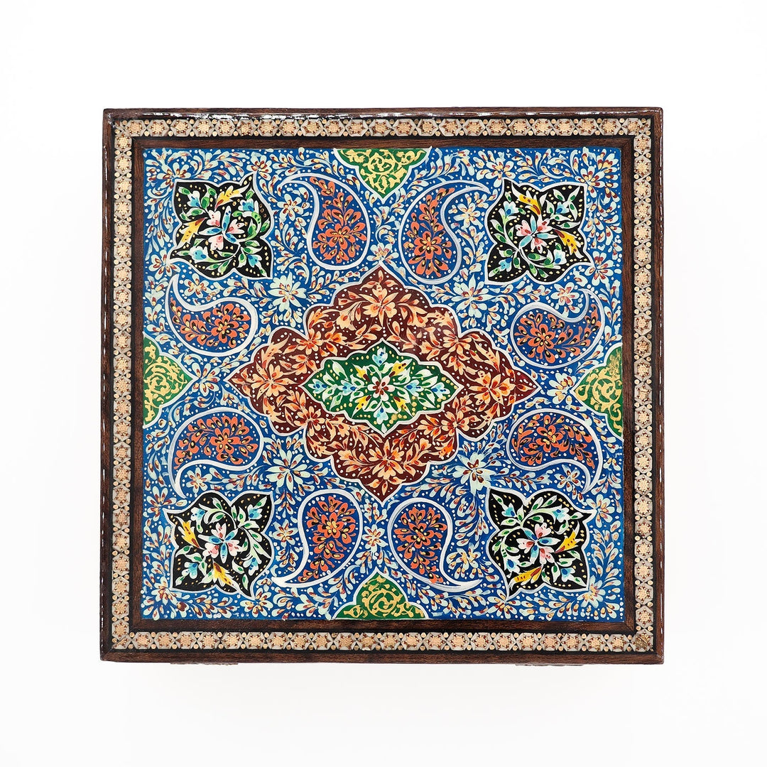 Traditional Motif | Handcrafted Hatem-Inlaid Square Wooden Box - WAAH112