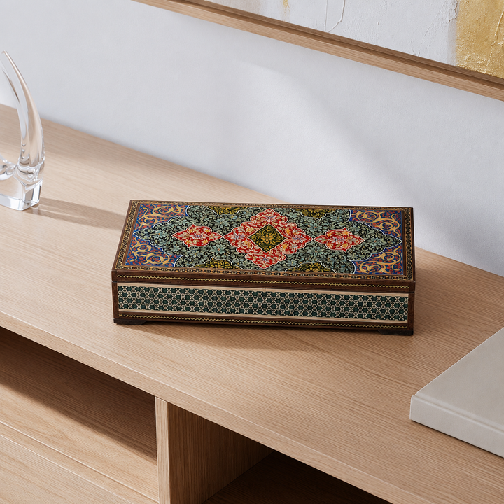 Traditional Motif | Handcrafted Hatem-Inlaid Wooden Box - WAAH114
