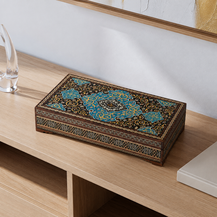 Traditional Motif | Handcrafted Hatem-Inlaid Wooden Box - WAAH115