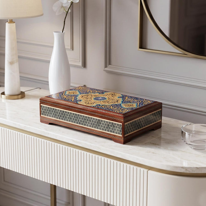 Traditional Motif | Handcrafted Hatem-Inlaid Wooden Box - WAAH117