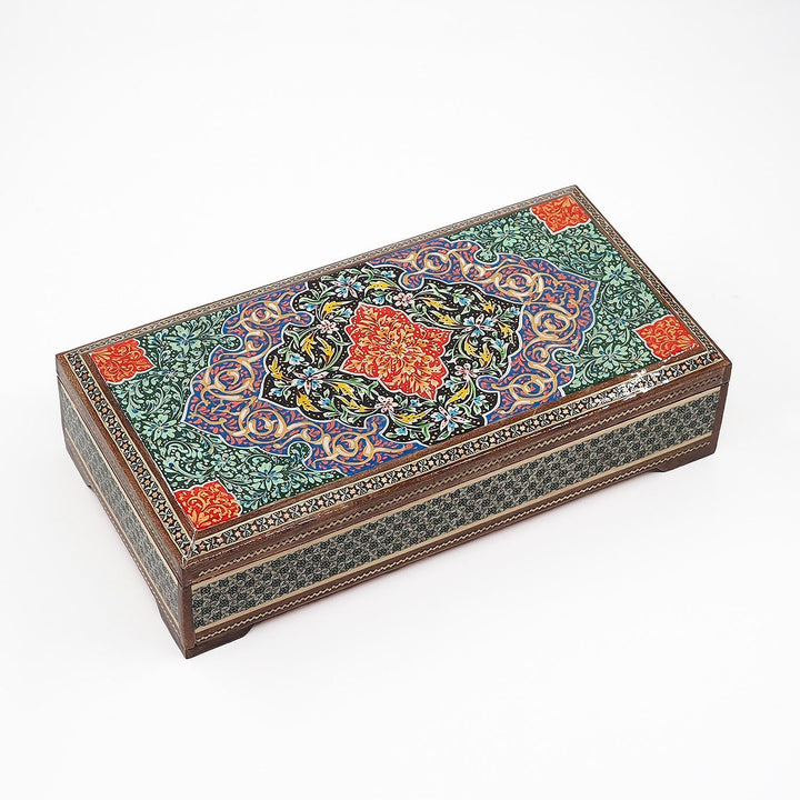 Traditional Motif | Handcrafted Hatem-Inlaid Wooden Box - WAAH118