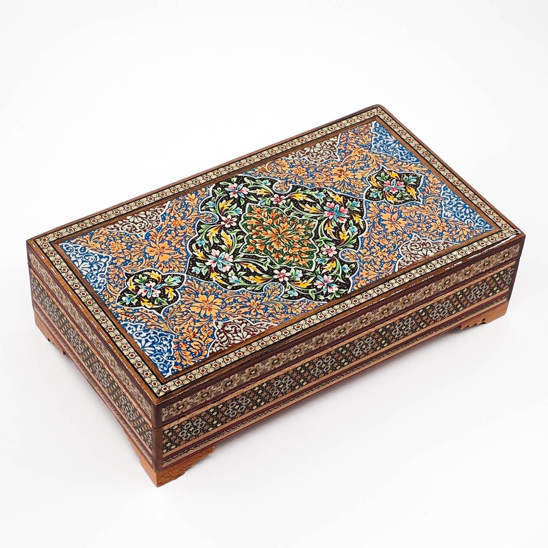 Traditional Motif | Handcrafted Hatem-Inlaid Wooden Box - WAAH119