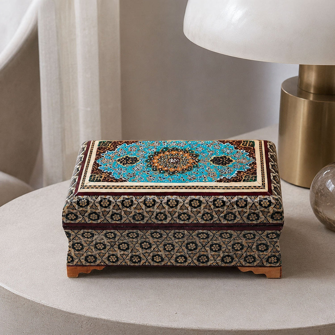 Traditional Motif | Handcrafted Hatem-Inlaid Wooden Box - WAAH128