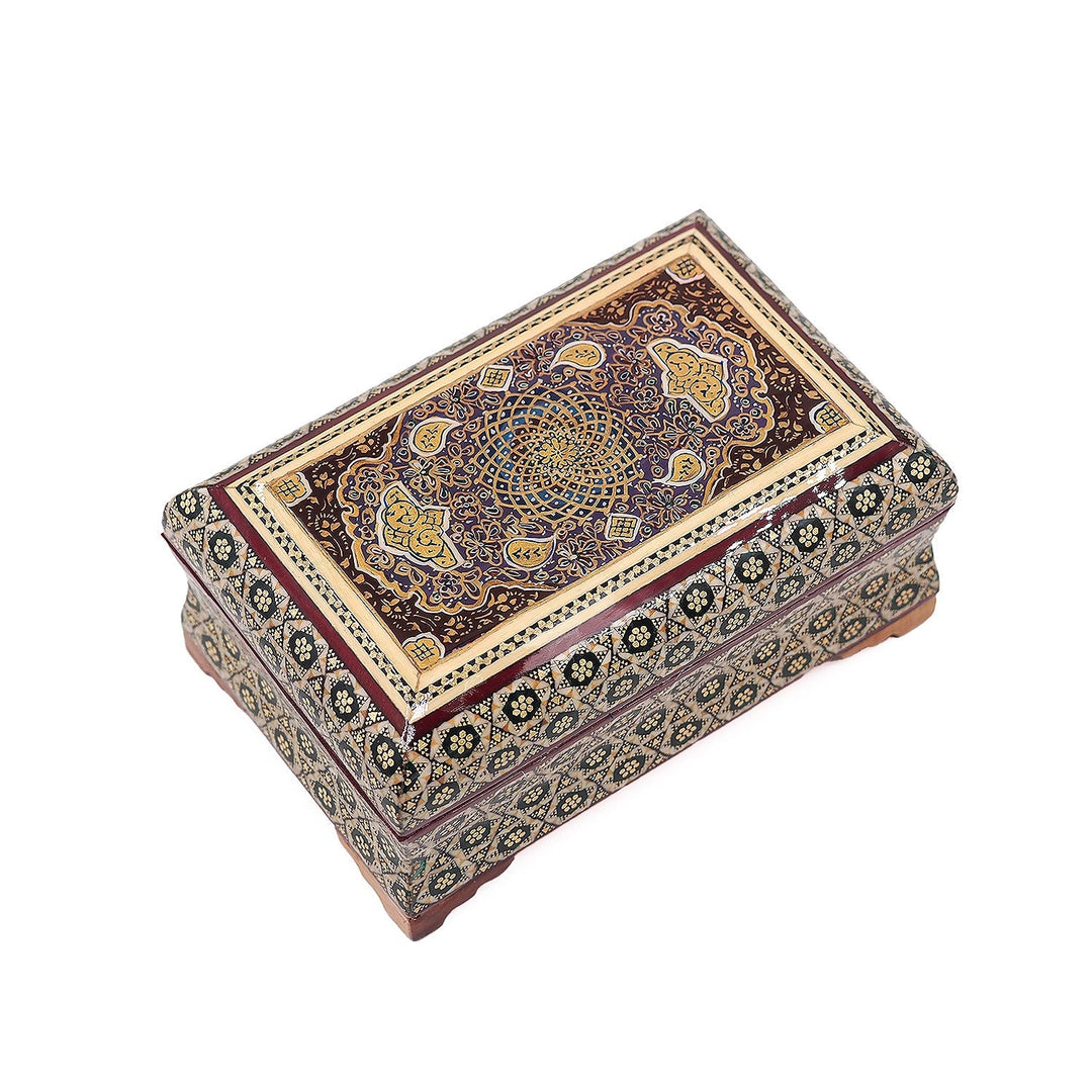 Traditional Motif | Handcrafted Hatem-Inlaid Wooden Box - WAAH129