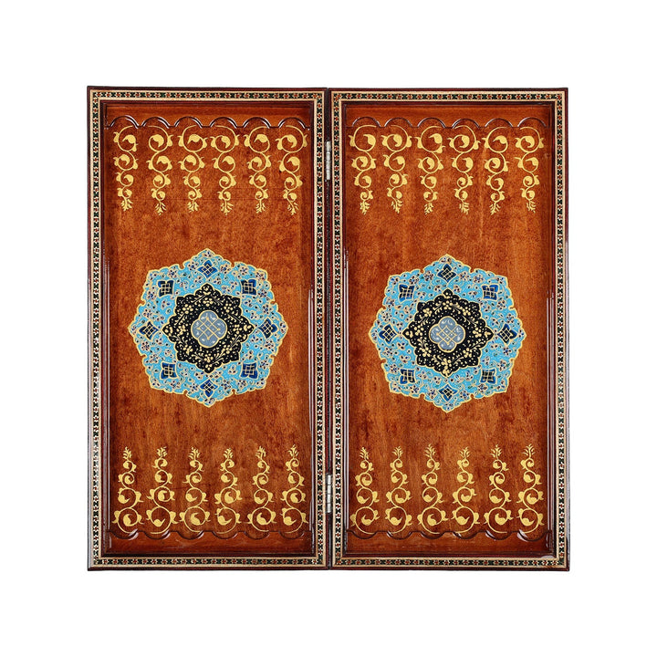 Handcrafted Hatem-Inlaid Wooden Backgammon Set - WAAH135