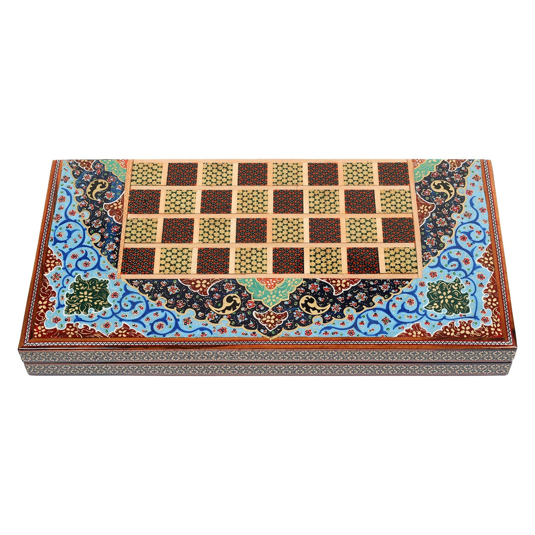 Handcrafted Hatem-Inlaid Wooden Backgammon Set - WAAH136