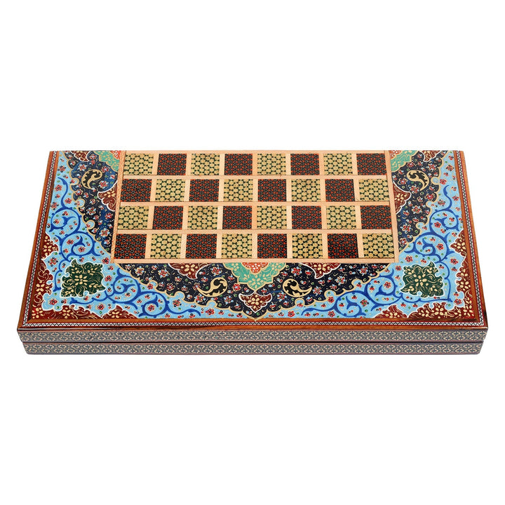 Handcrafted Hatem-Inlaid Wooden Backgammon Set - WAAH136