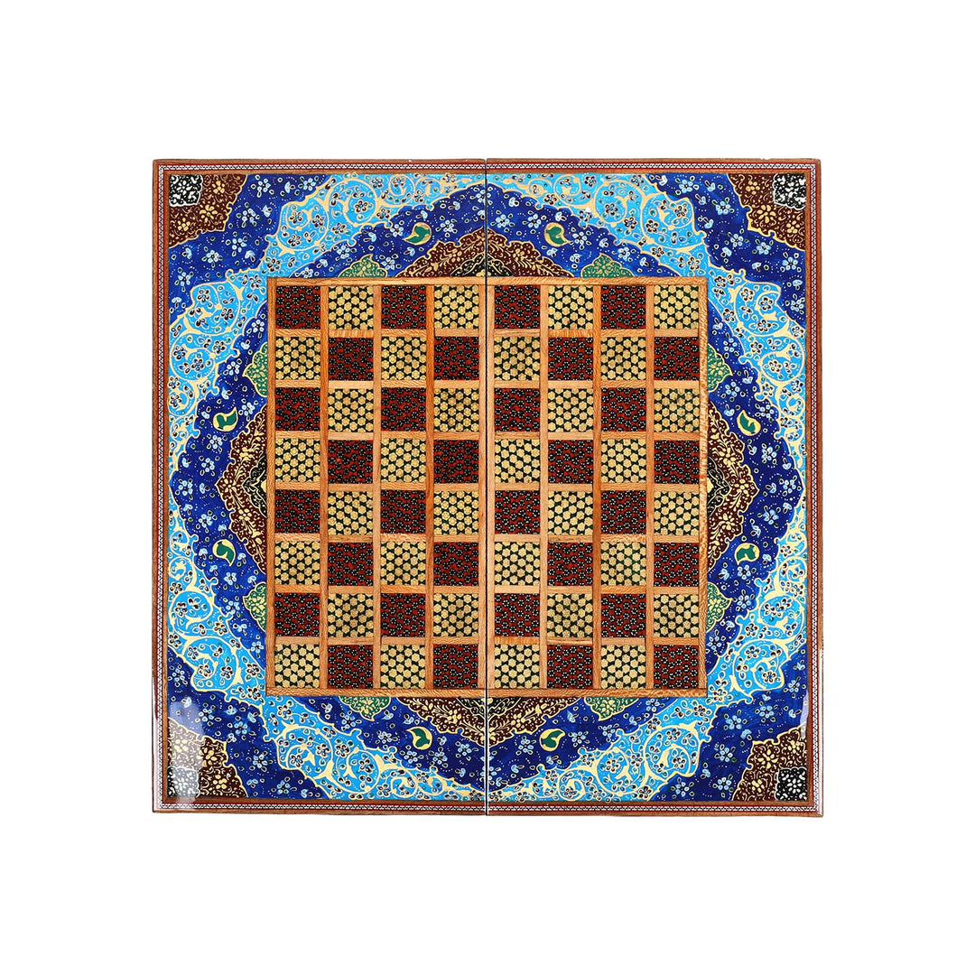 Handcrafted Hatem-Inlaid Wooden Backgammon Set - WAAH138