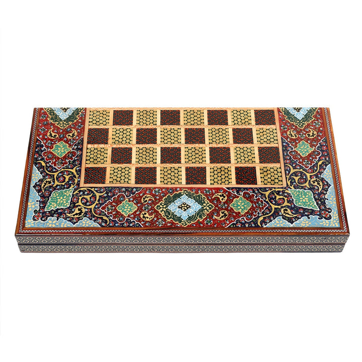 Handcrafted Hatem-Inlaid Wooden Backgammon Set - WAAH139