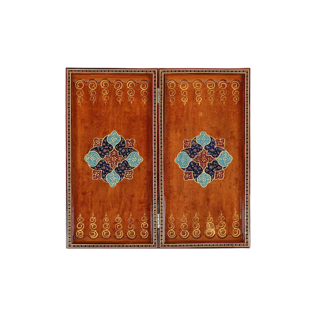 Handcrafted Hatem-Inlaid Wooden Backgammon Set - WAAH141
