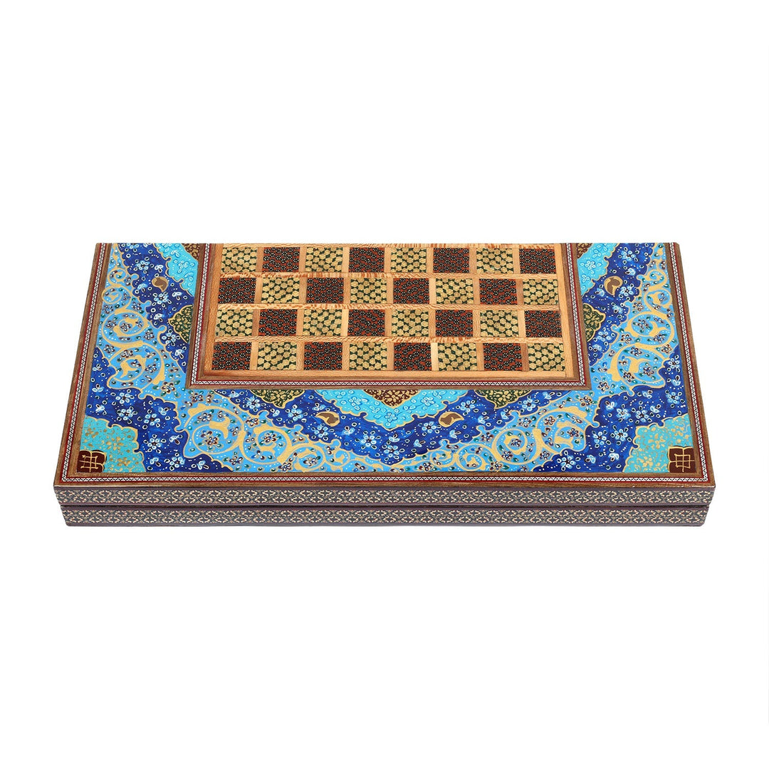 Handcrafted Hatem-Inlaid Wooden Backgammon Set - WAAH142