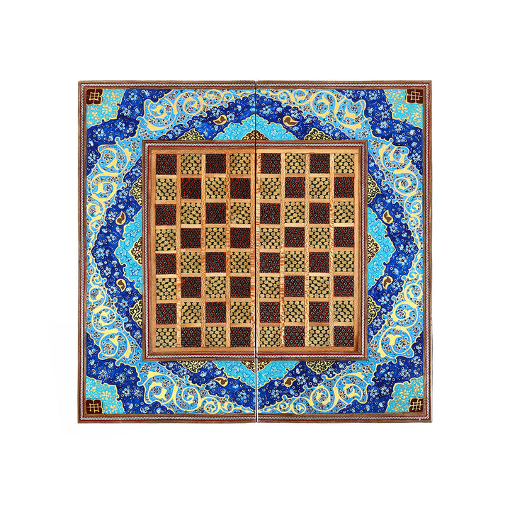 Handcrafted Hatem-Inlaid Wooden Backgammon Set - WAAH142