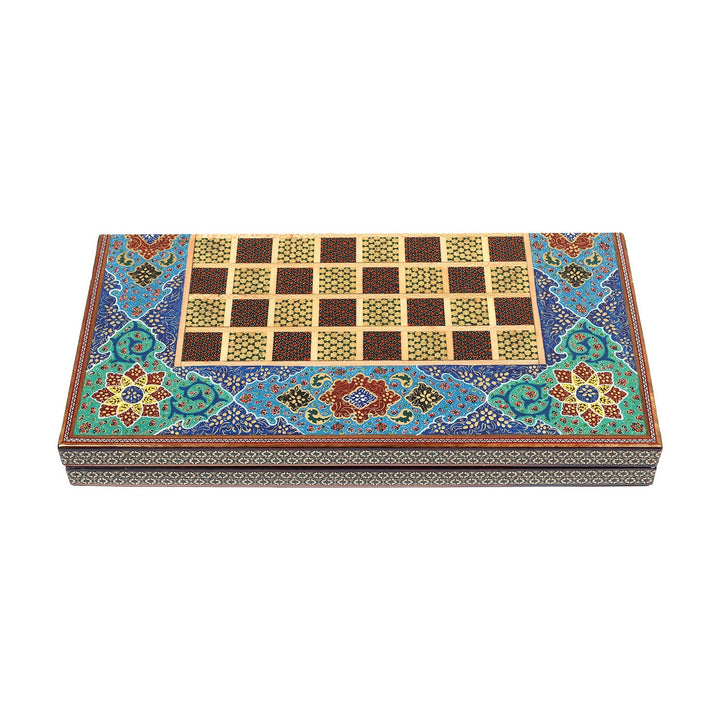Handcrafted Hatem-Inlaid Wooden Backgammon Set - WAAH144