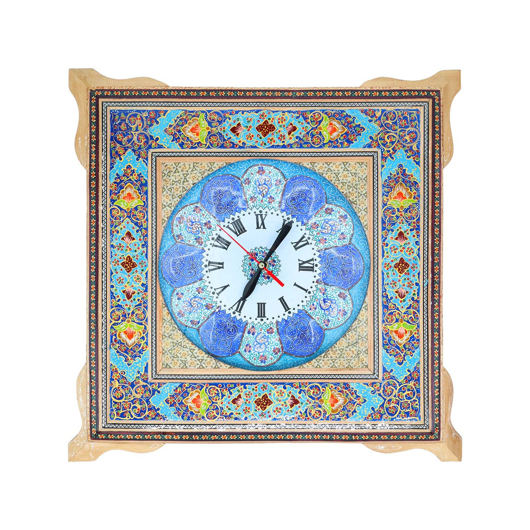 Handmade Hatem-Inlaid Wooden Wall Clock – WAAH153