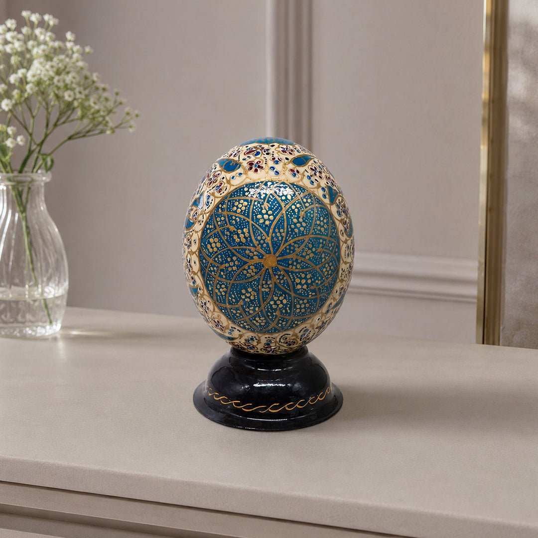 Hand-Embellished Natural Ostrich Egg Ornament – WAAH165