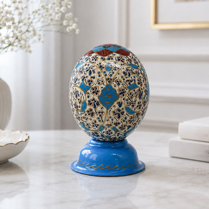 Hand-Embellished Natural Ostrich Egg Ornament – WAAH208
