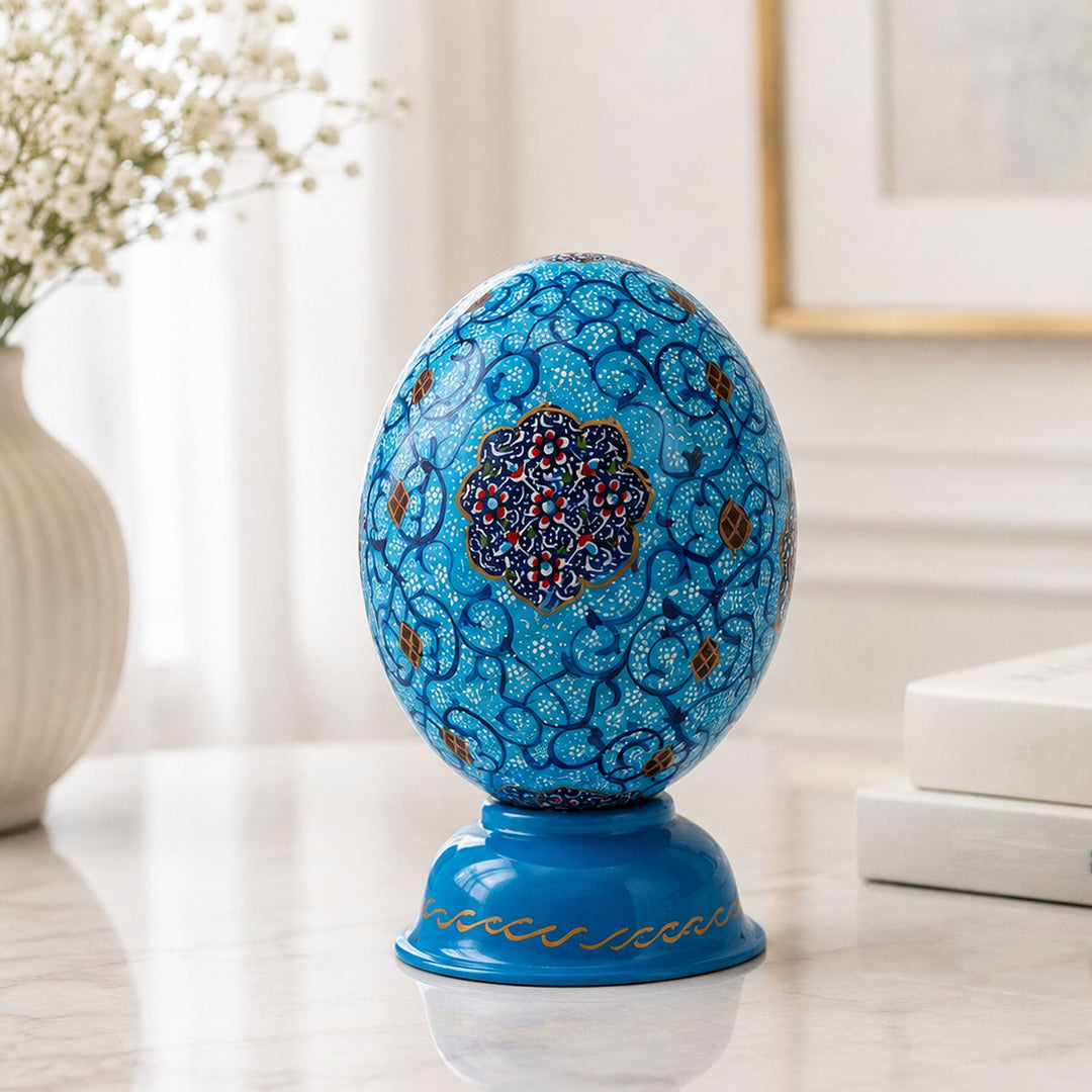 Hand-Embellished Natural Ostrich Egg Ornament – WAAH210