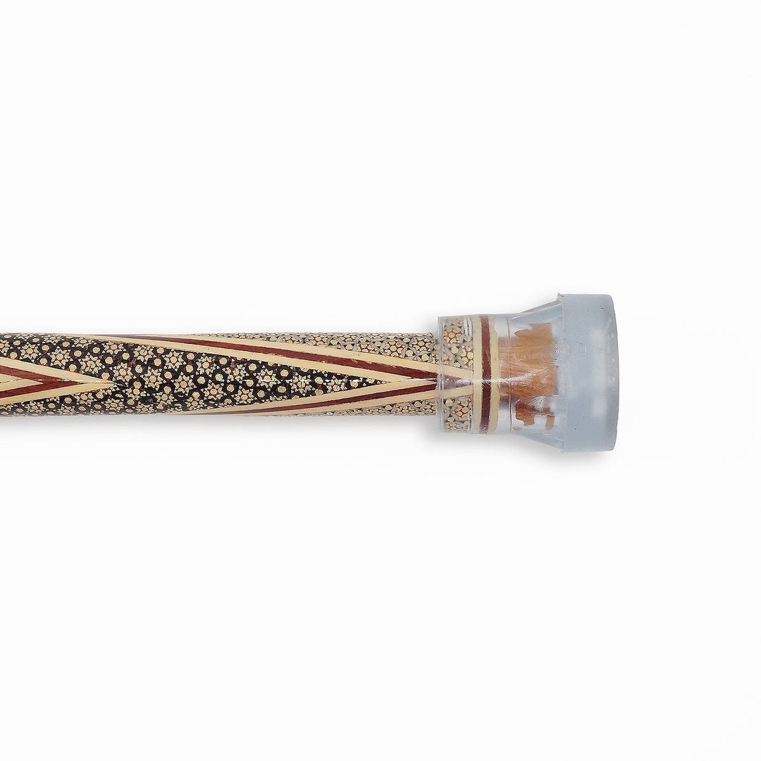 Handcrafted Hatem-Inlaid Wooden Walking Cane with Carrying Case - WAAH214