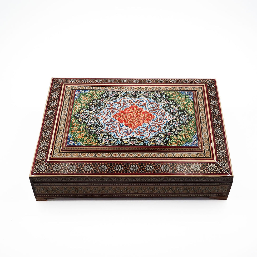 Handcrafted Hatem-Inlaid Wooden Box - WAAH230